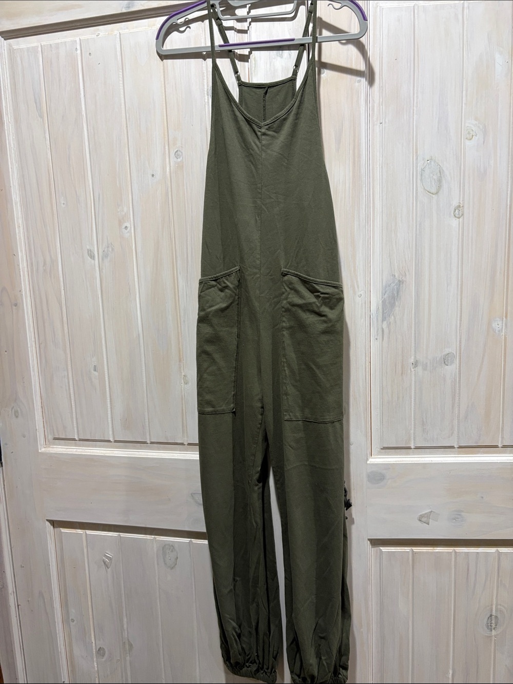 Cider Olive Green Utility Romper with Pockets